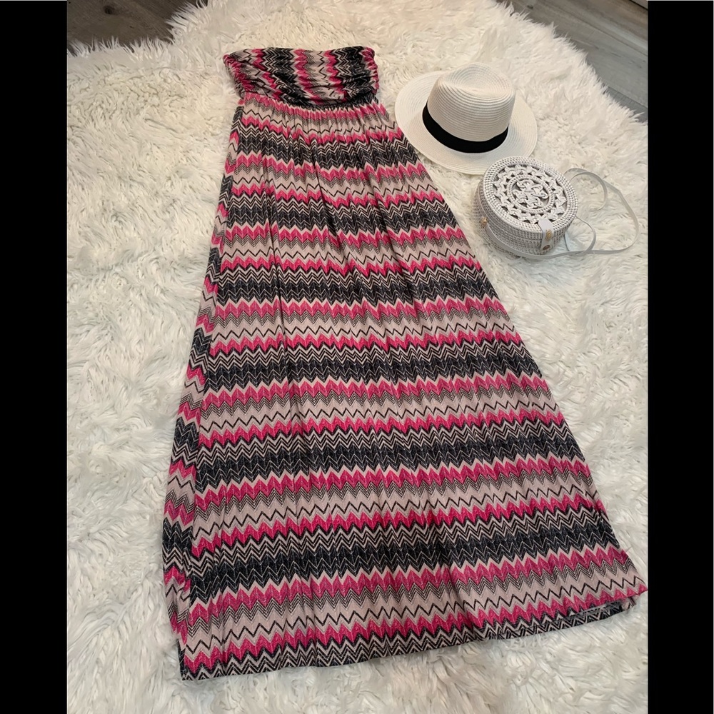 Pink pattern dress size small maxi tube top.